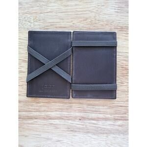 J. crew dark brown leather slimline slim wallet handmade in England minimalist
